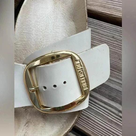 BIRKENSTOCK MADRID BIG BUCKLE SLIDE SANDALS NATURAL LEATHER PATENT Sz 36 (5-5.5) - Picture 8 of 11